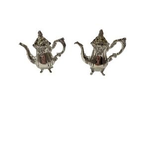 Silver Plated Teapot Salt & Pepper Shakers